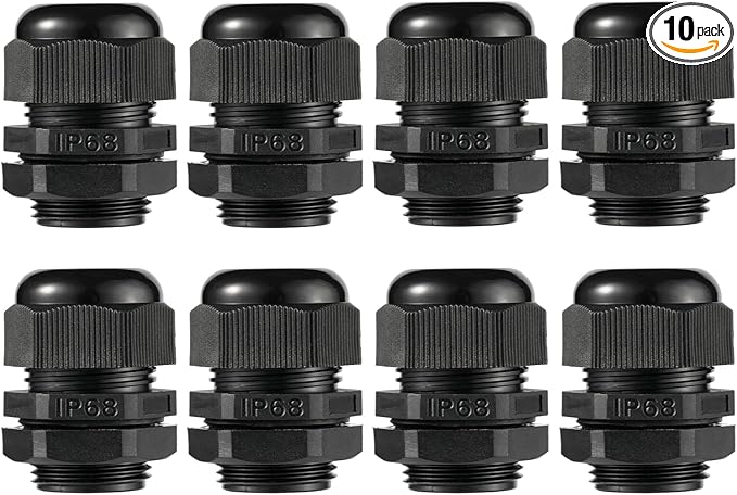 PENGLIN Cable Glands 1" NPT Nylon Cable Connector, Strain Relief Cord Connector, IP68 Waterproof Adjustable Locknut(1 Inch (8-Pack))