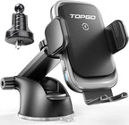 TOPGO Dashboard Wireless Car Charger, Universal Cell Phone Holder, Wireless Charger Phone Holder, 15W Fast Charging for iPhone16 Pro Max, Samsung Galaxy - Black