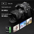 Professional 1000x UHS-I U3 64GB Memory Card - Up to 95MB/s, Compatible with Computers, Cameras & Camcorders - Green/Black