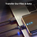 Magnetic Charging Cable (6-Pack,1.6+3.3+3.3+6.6+6.6+10ft) 540° Rotation 3A Fast Charging Data Sync 3 in 1 Magnetic Phone Charger Cable with LED Light Compatible with Micro USB Type C Phone Device