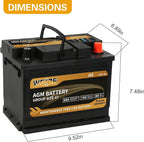 Weize Platinum AGM Battery BCI Group 47-12v 60ah H5 Size 47 Automotive Battery, 100RC, 680CCA, 36 Months Warranty, Dimensions 9.52" L x 6.89" W x 7.48" H