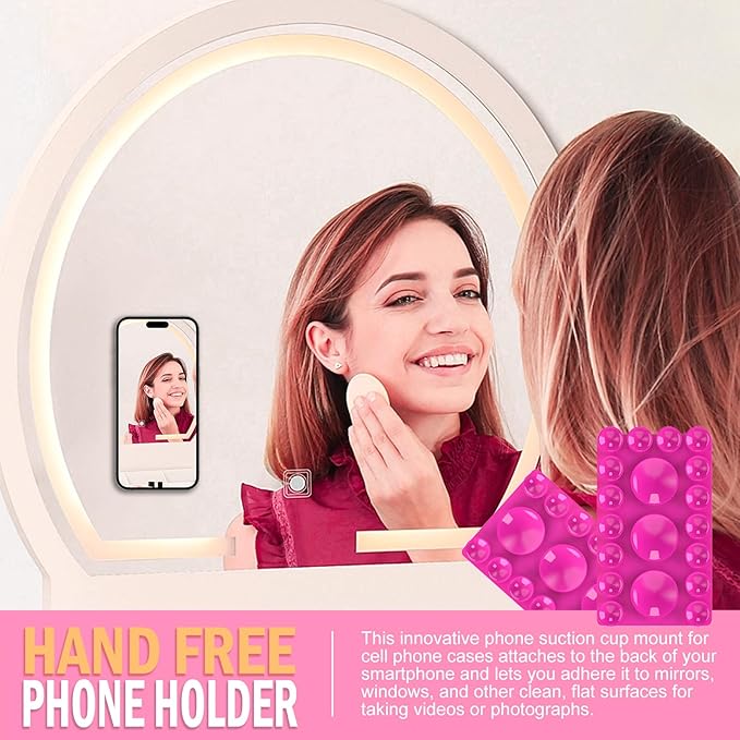 2024 Upgrade 2PCS Silicone Suction Cup Phone Case Adhesive Mount,Adhesive Grip, Sticky Suction Cup Phone Holder & Suction Phone case Holder TikTok & Selfies (Hot Pink, 3+16 Single Sided)