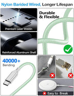 2 Pack Charging Cable for Apple Watch Charger/Samsung/iPhone Charger,Car/Office/Camping/Travel Essentials,Type C Cable Cord for iWatch Ultra/10-2/iPhone 16-11/Samsung S25-S20,iPad,airPods-Green