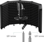 Moukey Microphone Insulation Sound Insulation Sound Shield Isolation, 5 Sides Microphone Sound-Absorbing Foam Reflector for Recording Studio, Podcasts, Vocals and Broadcasting