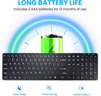 Wireless Keyboard-2.4G Ultra Slim Quiet Full Size Matte USB PC Computer Keyboard,19 Multimedia Keys,Number Pad,Plug&Play,Lag-Free Ergo,Long Battery life for Desktop,Laptop,Smart TV,MAC,Windows,QWERTY