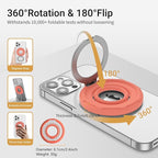 OPSO Magnetic Phone Ring Holder for MagSafe, 360 Degree Rotation Silicone Finger Ring Grip Stand Holder, Adjustable Kickstand, Compatible with iPhone 16 15 14 13 12/Pro/Max, Samsung and All Smartphone