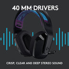 Logitech G535 LIGHTSPEED Wireless Gaming Headset - Lightweight on-ear headphones, flip to mute mic, stereo, USB rechargeable - Black