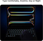 nimin Keyboard Case for iPad Pro 13 inch 2024 (M4),Multi-Touch Trackpad, Magnetic Attach, 7-Color Backlight, Auto Sleep/Wake, Obsidian Black