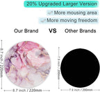 ITNRSIIET Round Mouse Pad with Stitched Edge Premium-Textured Waterproof Non-Slip Rubber Base Desktop Protection Mat Diameter 8.7 inches, Pink Abstract Marble
