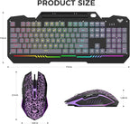 AULA T102 104 Keys Gaming Keyboard and Mouse Combo with RGB Backlit, All-Metal Panel Waterproof Light Up Quiet Computer Keyboard, USB Wired for MAC Xbox PC Gamers