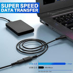 3 Pack USB 3.0 Extension Cable 2 FT, Short USB A Male to Female Extender Cord, 5Gbps Data Transfer for Webcam, Printer, Keyboard, Flash Drive, Hard Drive, Controller, Black Cable with 5 Cable Ties