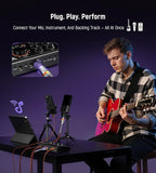 Synido Podcast Equipment, Audio Interface for Podcasting with Pro-preamp, 48V Phantom, DJ Mixer Effects, 9 Customize Sound Pads, XLR Input/6.35/3.5 Line In, for Live Streaming/Music Recording/Gaming