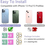 2 Pack Camera Lens Protector for iPhone 13 Pro/iPhone 13 Pro Max,[Not Easy to Breakn ] AR Tempered Glass Strong Adsorption Metal Camera Cover Screen-Gold