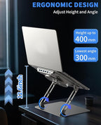 SOUNDANCE Laptop Cooling Pad with Upgrade Low-Noise Fan and 3.0 USB Hubs, Ventilated Laptop Cooler Prevent Overheating, Adjustable Ergonomic Laptop Stand Support Up to 16” Gaming Notebook Computer