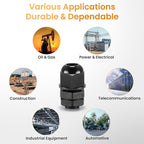 QILIPSU 50pcs 1/4" NPT Cable Gland Waterproof IP68 Nylon Cable Pass Through Cord Grip Connector Strain Relief Wire Grommet