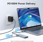USB C to USB C Hub Dual Monitor, USBC Splitter with 4K@60Hz DP Alt Mode Video Output, 10Gbps Data Transfer, 100W PD Charging, Dual Monitor Adapter for Laptop, Portable Monitor and More Type C Devices