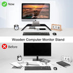 SAMDI Wooden Computer Monitor Stand, Desktop Accessories, Laptop Stand, Notebook Stand, for MacBook Stand (Oak Wood Black)
