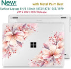 Tuiklol Case for 15 Inch Microsoft Surface Laptop 5/4/3 2022-2020, Model 1979/1953/1872/1873 Hard Shell Cover, Keyboard Cover+Screen Protector+Dust Plugs,Pink Big Flower