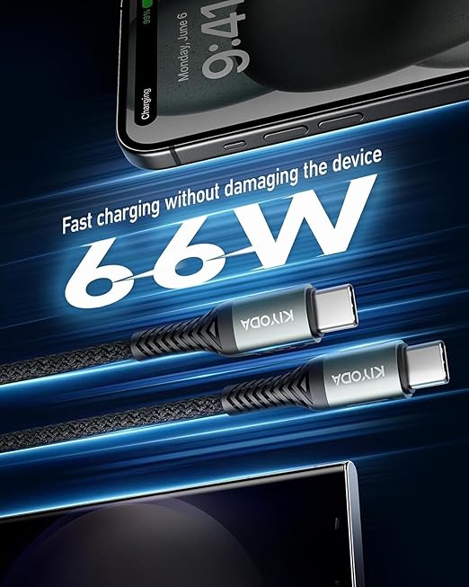 USB C Cable for Car 3FT/6FT, Coiled USB C to USB C Cable Fast Charging 66W, Braided USB Type C Charger Cord Compatible with iPhone 16 15 Pro Max, Samsung Galaxy, Google Phones and More Type C Devices