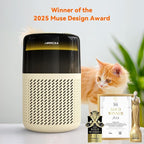 AIRROMI Air Purifier for Bedroom Home,HEPA Filter,Covers Upto 549 Ft²,Quiet 360°intake Air Cleaner with Fragrance ponge for Better Sleep,Night Light,Filters Smoke,Pet Dander,Allergies,Dust,A2005Yellow