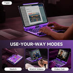 Transparent Case with Keyboard for iPad 9th (7th, 8th, and 9th Gen)10.2 Inch ,with 7-Color Backlit Wireless Keyboard,360°Rotatable Protective Case Multi-Touch Trackpad,with Pencil Holder,Purple