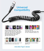 USB C Cable 3A Fast Charging 5FT Coiled USBC to USBC Charger Cable for Car, Short USB Type C Cord for iPhone 16/15/Pro/Plus/Pro Max/Samsung Galaxy S23, Compatible All Type C Devices-2Pack