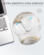Ergonomic Mouse Pad Wrist Support, Comfortable Mouse Pad Wrist Rest, Relieve Wrist Pain Gel Mouse pad, Non-Slip Rubber Base Mousepad for Laptop, Computer(White Marble)