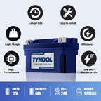 YT7B-BS 12V 4Ah 240CCA LiFePO4 Motorcycle Battery, Built in BMS, for Honda KTM Yamaha Harely, Lithium Ion Battery Fit Lawn Mower, Jet Ski, Motorboat，ATV, UTV, Scooter,Snowmobile