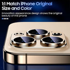Uyiton Compatible with iPhone 15 Pro/iPhone 15 Pro Max Camera Lens Protector, [Not Easy to Break][Strong Adsorption][Case-Friendly] Metal Tempered Glass Rear Camera Screen Cover - Gold Titanium