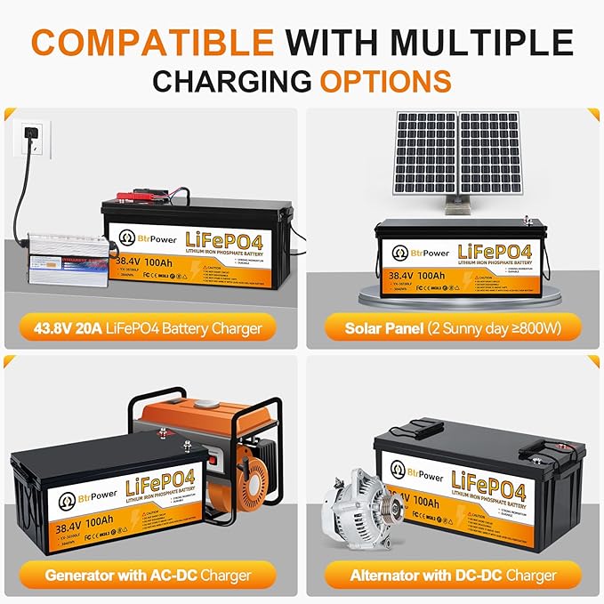 36V 100Ah LiFePO4 Battery, Built-in 100A BMS,3840Wh Lithium Battery,4000-15000 Deep Cycles & 10-Year Lifetime, Perfect for Marine, RV, Marine, Trolling Motor, Solar Off-Grid System