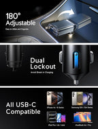LISEN iPhone 16/15 Car Charger USB C Fast Charging Retractable,【60% Less Space,Mini】 57W Fast iPhone 16/15 USBC Type C Charger for 17 iPhone 16 15 Pro Max Plus，Samsung Galaxy S25/24 Z，Android
