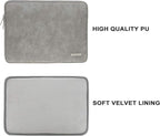 RAINYEAR 15.6 Inch Laptop Sleeve Protective Case PU Suede Leather Zipper Padded Cover Water Resistant Carrying Bag Compatible with 15.6" Notebook Computer Chromebook(Gray)