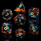 ARUOHHA DND Resin Dice Set 7Pcs Handmade Glitter Inclusions Sharp Edge Dragons Dice with Box, Role Playing Game RPG Lightning Polyhedral Dungeons D and D Dice Set