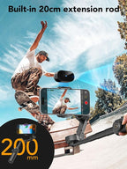 Gimbal Stabilizer for Smartphone,NO APP Tracking,20CM Extension Rod,Face & Object Tracking stabilizer for iPhone & Android,3-Axis OLED Gimbal for Video Recording-AOCHUAN Smart X2AI Black
