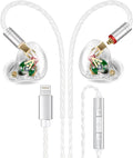 Vibes 202ML Wired Earbuds - HiFi in Ear Headphones - Noise-Isolating Ear Buds w/ Mic - Clear Sound, Deep Bass, Comfort-Fit Earphones - MMCX–Lightning for iPhone 5–14, Silver Plated Cord, Carrying Case
