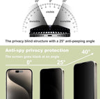 (2-Pack Anti-Spy Privacy Screen Protector for iPhone 15 Pro Max(6.7-Inch),9H Tempered Glass,Full Coverage,Anti-Fingerprint,Auto Dust Removal,Bubble-Free,Easy Installation