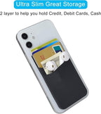 SS Card Holder for Phone Case, Phone Wallet Stick on Adhesive Silicone Cell Phone Pouch Suitable for iPhone Samsung Galaxy Any Smartphone 3 Pack