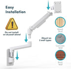 Monitor Wall Mount for 17-49 Inch Ultrawide Monitors, Single Monitor Arm Holds 4.4-44 lbs Screens, Adjustable Premium Aluminum Wall Mount with Max VESA 100x100 for Samsung Odyssey G9 and More, White
