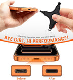 Port Cleaning Kit for iPhone, CODOGOY Charging Port Cleaner Tool with Soft Brushes for Lightning & USB-C, All Devices Cleaning Tool - Black