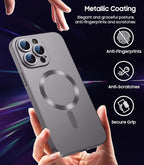 Magnetic for iPhone 15 Pro Case [Compatible with MagSafe][Built-in Camera Lens Protector] Slim Soft Silicone Bumper Shockproof Metallic Shine Phone Case (Gray)