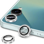for Samsung Galaxy Z Flip 7 Camera Lens Protector, Individual Metal Ring Tempered Glass Lens Cover, [Strong Adsorption] Scratch Resistant Ultra-Thin HD Clear Lens Cover, 1 Set-Silvery Sparkly