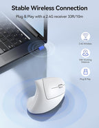 TECKNET Ergonomic Mouse Wireless, Rechargeable Mouse Wireless Silent for Carpal Tunnel Right Hand, 2.4GHz USB Vertical Mouse Wireless for Laptop, 5 Adjustable 4800 DPI, Computer, MacBook, Desktop