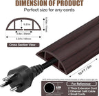 Floor Cord Cover Cavity 0.8"x0.37" Self Adhesive Cord Hider, 10FT Low Profile Cable Management, Extension Strip Protector for Wires, Prevent Cable Trips for Offices, Gyms, Exhibitions（Black Wood）