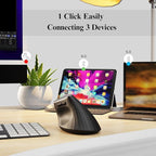 Vertical Mouse Wireless,Bluetooth Mouse with BT5.0/4.0/2.4G, Rechargeable with Battery Indicator,Ergonomic Design for Comfort and Reduced Wrist Strain, Ideal for Home,Office Use,Black