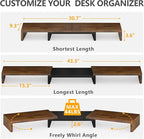 TAVR Dual Monitor Stand Riser, Computer Monitor Stands for 2 Monitors, Extra Long Multifunctional Desktop Organizer Riser for Computer, Laptop, PC, Printer, TV, Max 43.3" Length, Rustic Brown