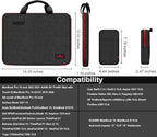 Laptop Case 15.6 Inch Briefcase Military-Grade Protection with Detachable Belt Bag, Compatible All Model of 15-16 Inch MacBook Pro and Most Popular 15.6 Inch Notebooks Chromebooks (Black Red)