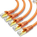 CAT 8 Ethernet Cable Shielded SFTP Internet Network Patch Cord, Heavy Duty High Speed LAN Cables w Gold Plated RJ45 Connector Professional for Router, Modem, Gaming, Xbox (15 Feet, 5 Pack Orange)