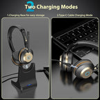 Earbay Wireless Headset with Mic for Work, Bluetooth Headset V5.3, AI Noise Cancelling Mic & 2.4G USB Dongle, 50 Hrs Work Time Wireless Headphones with Mic Mute for Work from Home/Call Center/Teams