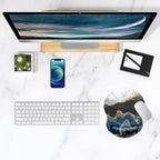 ITNRSIIET Ergonomic Mouse Pad with Gel Wrist Support Small Wrist Rest Smooth Surface Non-Slip PU Base Comfortable Office Supplies Pain Relief, 8.7 x 7.2 inches, Abstract Art Marble