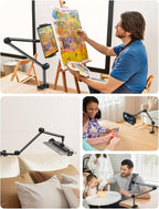 OMOTON Tablet Stand Mount for Desk, Adjustable Phone Holder for Bed with Metal Arm Fits for 4.7-11 Inches iPad Pro, Air/Mini, Kindle and Phones